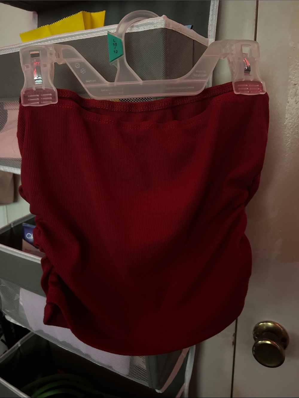 SHEIN Ribbed Strapless Tube Top - Burgundy